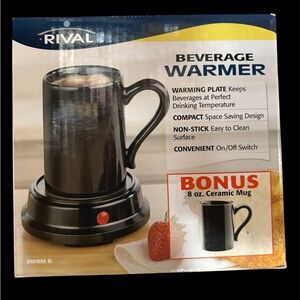 Rival Black Beverage Warmer with Ceramic Mug
